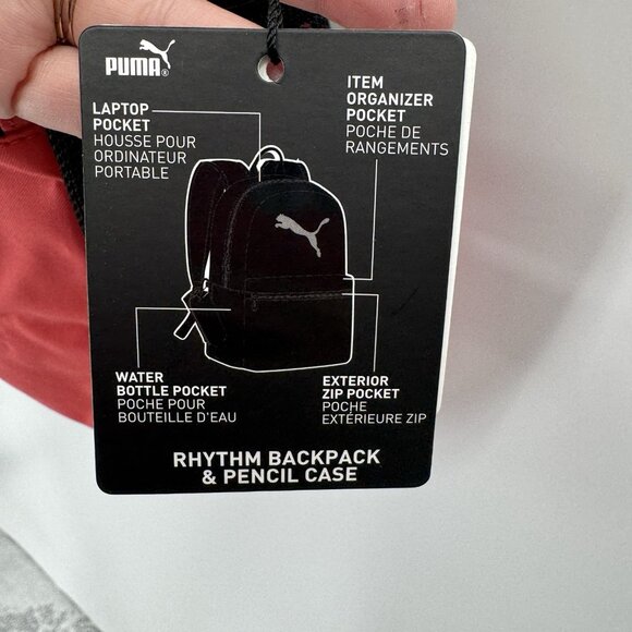 Puma Rhythm Backpack & Pencil Pouch In Coral Pink Girl/Woman School Gym - Picture 8 of 16